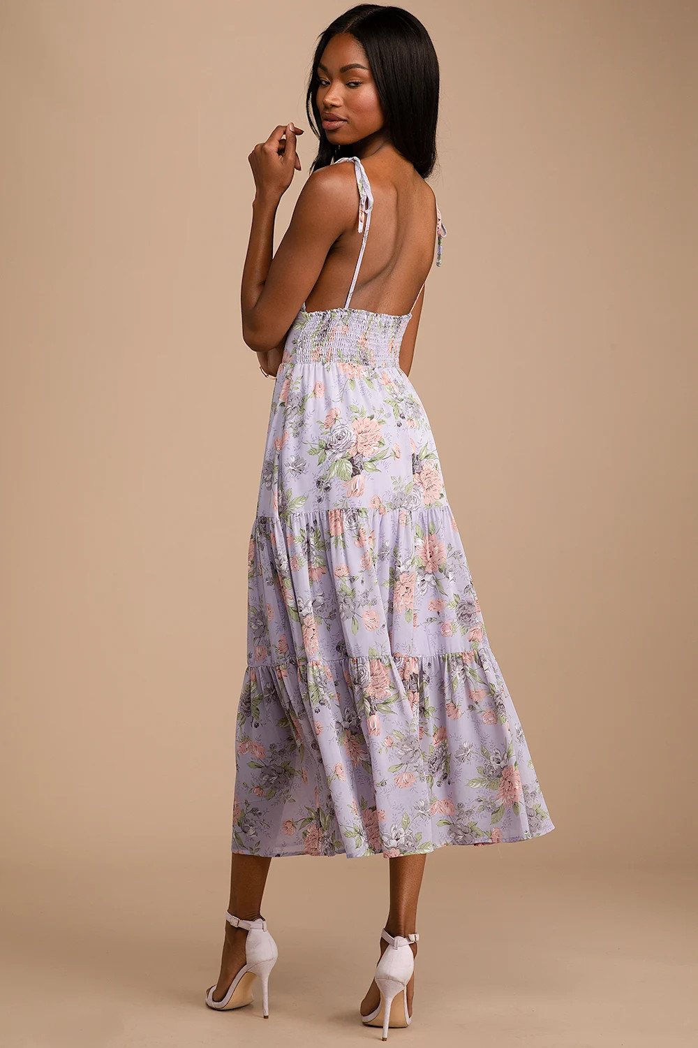 Everlasting Sight Lavender Floral Print Tie-Strap Midi Dress | Lulus