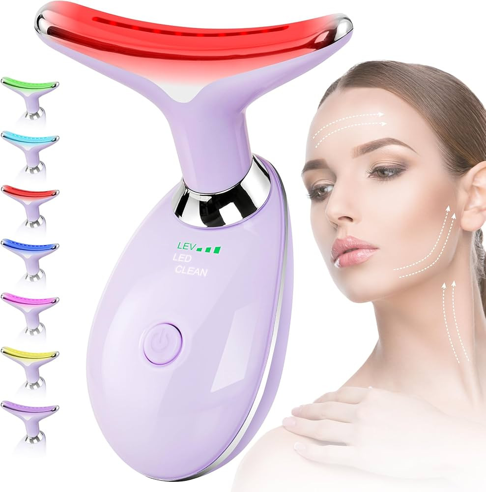 Facial Massager Red-Light-Therapy-for-Face and Neck, Face 𝖲 culpting Wand with 7 Color, Face T... | Amazon (US)