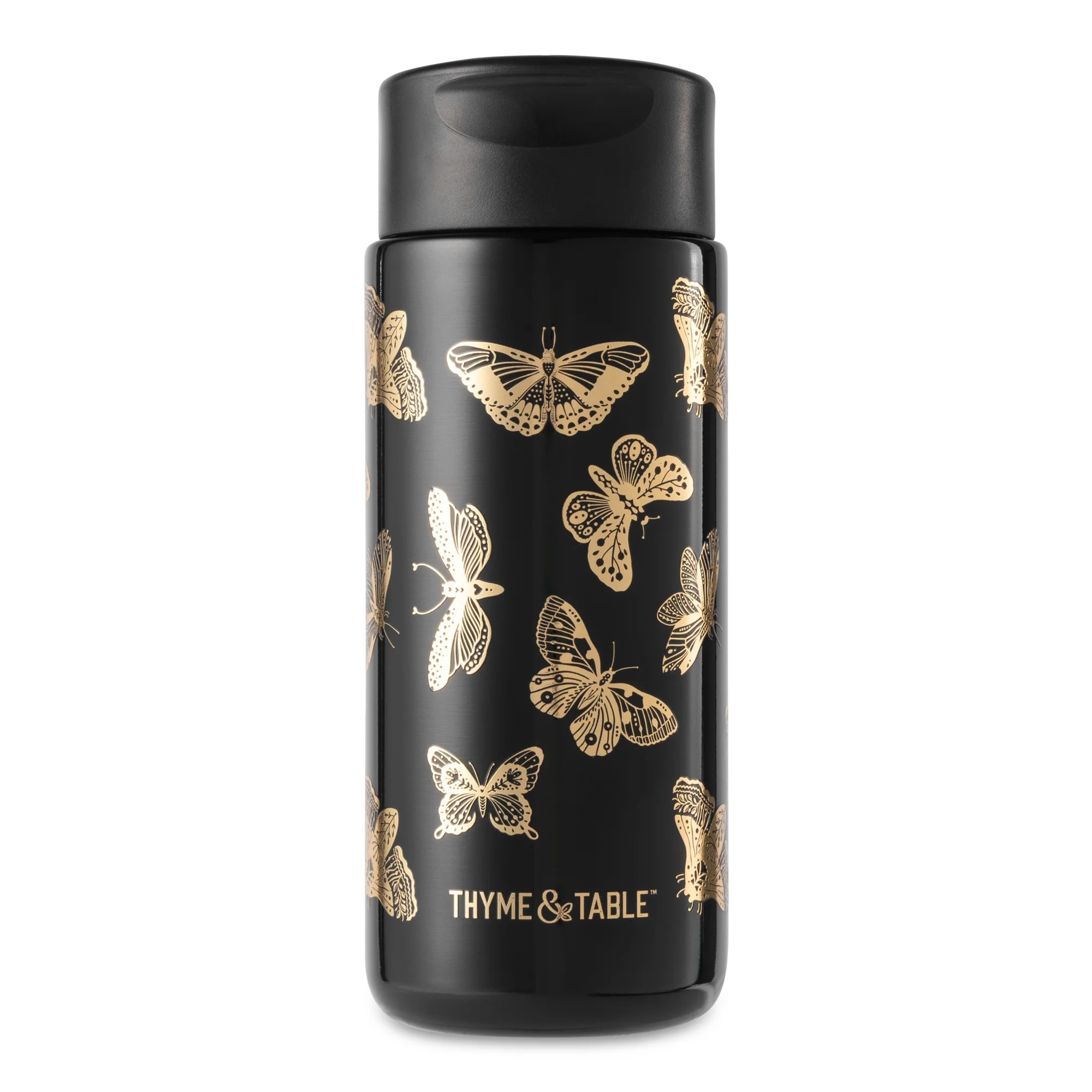 Thyme & Table Double Wall Insulated Stainless Steel Coffee Tumbler, 22oz Travel Mug, Black & Gold... | Walmart (US)