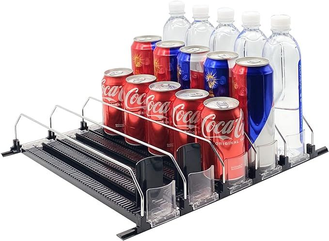 Soda Can Organizer for Refrigerator-Automatic Pusher Glide, 12oz 16oz 20oz Drink Organizer for Fr... | Amazon (US)