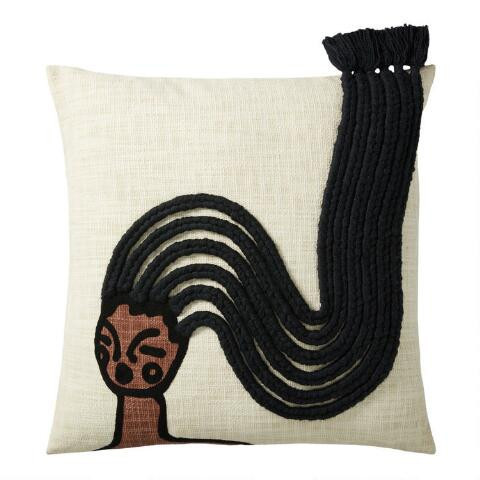 Justina Blakeney Love My Locs Ivory and Black Throw Pillow | World Market