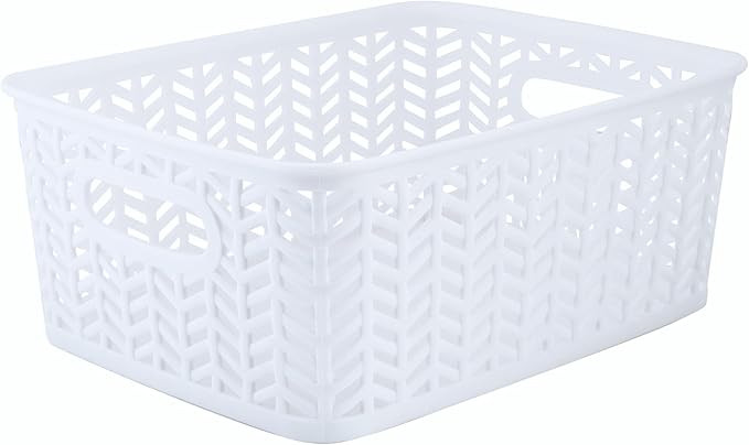 Simplify Small Herringbone Bin Storage Tote Basket Organizer Decorative, Good for Closets, Counte... | Amazon (US)