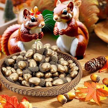 Laiiqi 50pcs Artificial Acorn Decorations, Fall Decor, Acorns for Squirrels, Golden with Natural ... | Amazon (US)