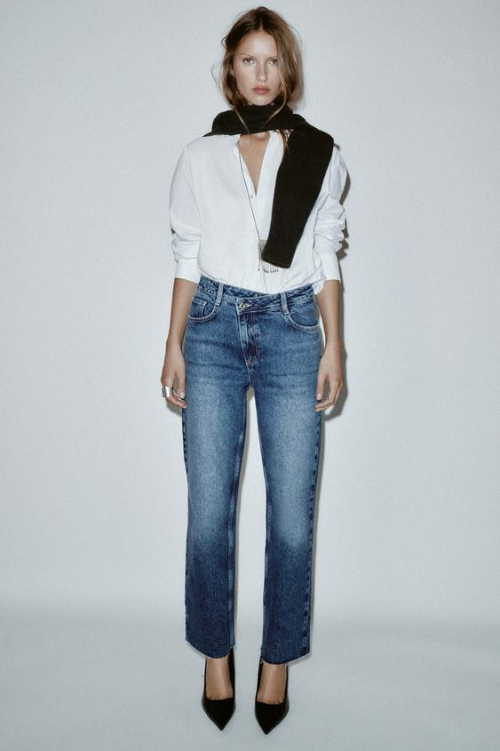 JEANS Z.09 STRAIGHT HIGH-WAIST CROSS-OVER WAISTBAND | Zara UK