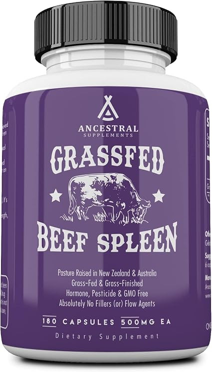 Ancestral Supplements Grass Fed Beef Spleen Supplement, 3000mg Beef Organ Spleen Support Formula ... | Amazon (US)