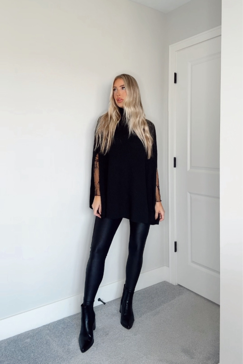 Thanksgiving outfit inspo 🦃 wearing a size M in the sweater & lace top and a size S in the faux leather leggings

#LTKStyleTip #LTKFindsUnder50 #LTKFindsUnder100