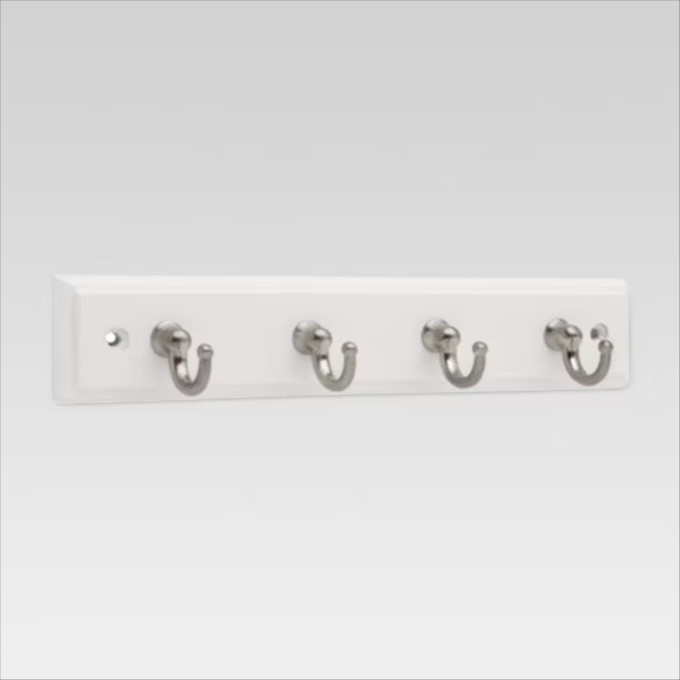 Click for more info about 9" Key Rack with 4 Hooks - White/Satin Nickel - Threshold™