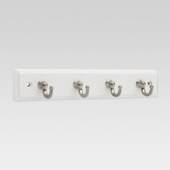 Click for more info about 9" Key Rack with 4 Hooks - White/Satin Nickel - Threshold™