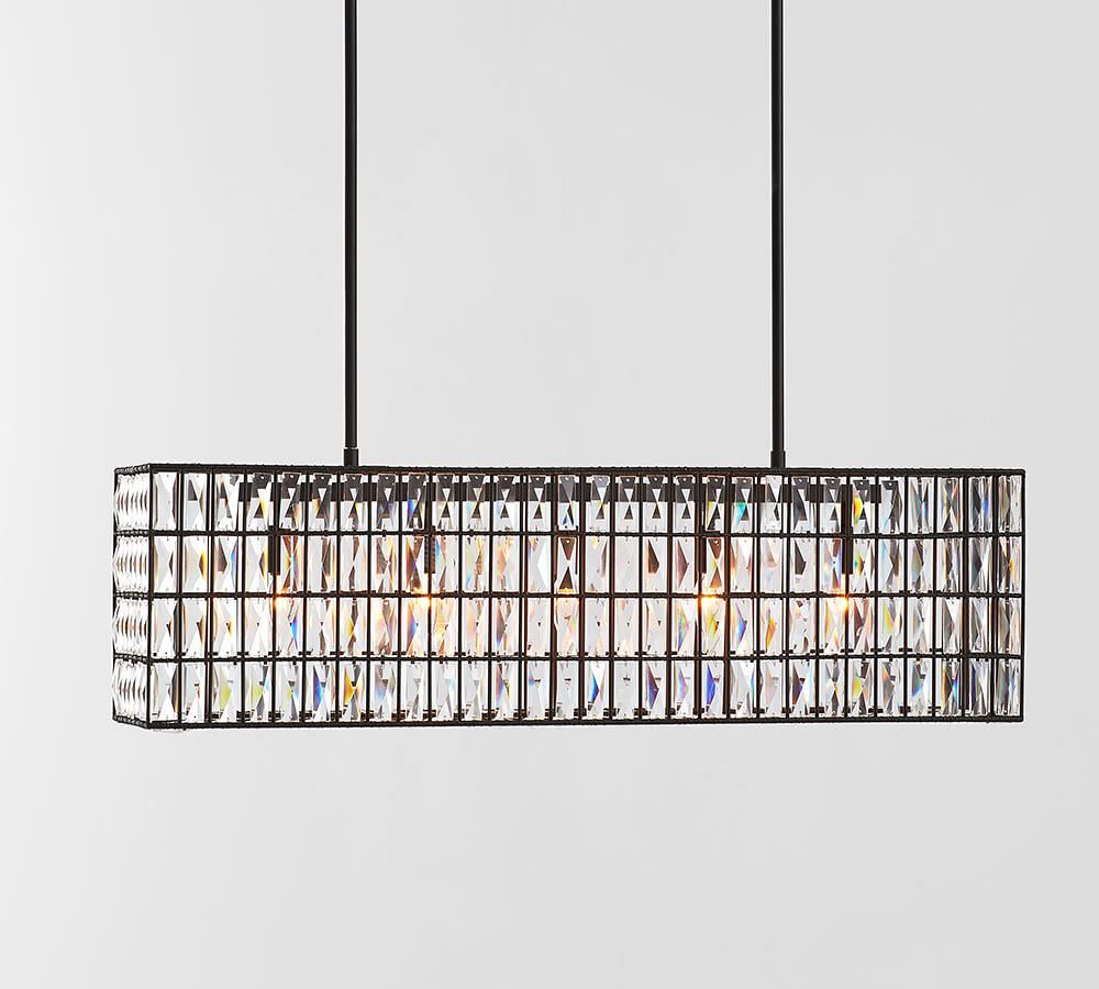 Adeline Crystal Rectangular Chandelier, Large, 37&amp;quot; Long x 10.5&amp;quot; Wide | Pottery Barn (US)