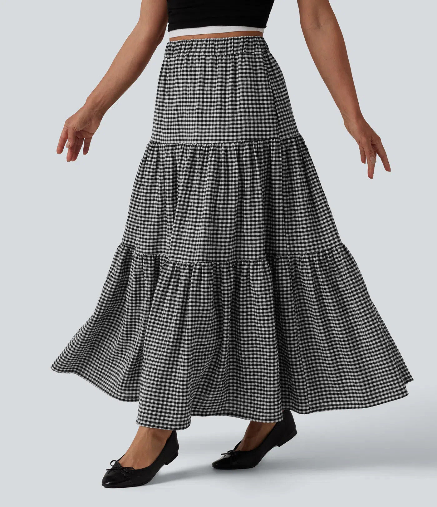 Women’s High Waisted Plaid Maxi Casual Linen-Feel Skirt - Halara | HALARA