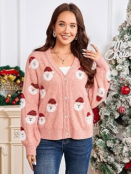 Simplee Womens Christmas Cardigan Casual Funny Reindeer Button Knit Open Front Cute Sweater for H... | Amazon (US)