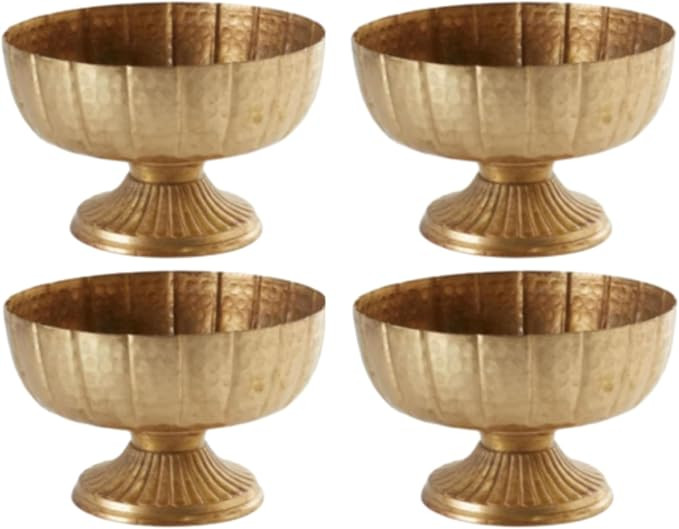 4 Pcs Distressed Gold Compote Vase for Centerpieces Compote Bowl 8'' Wide Vintage Decorative Anti... | Amazon (US)