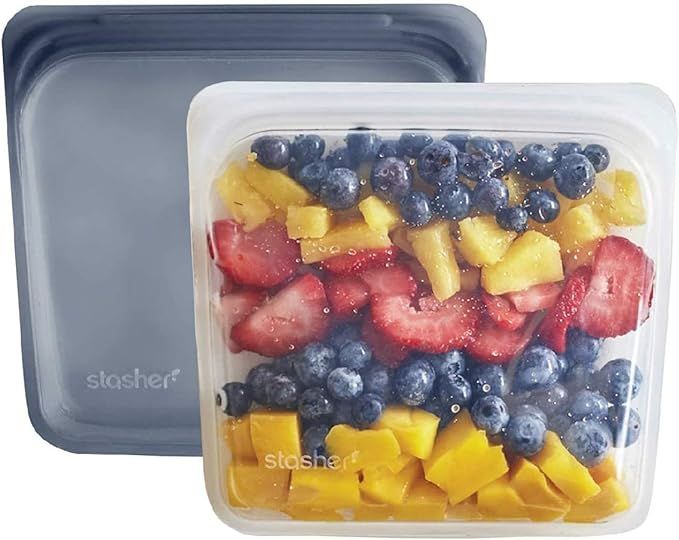 Stasher Platinum Silicone Food Grade Reusable Storage Bag, Clear + Grey (Sandwich Bag, 2 Set) | R... | Amazon (US)