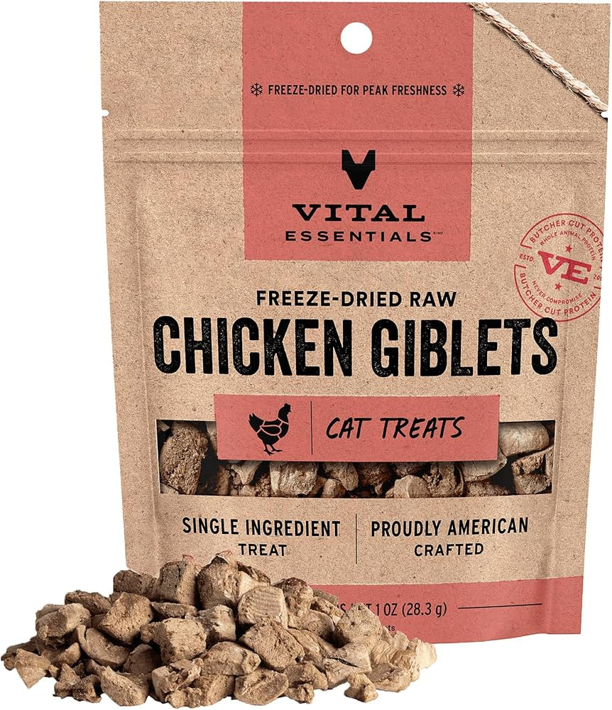 Vital Essentials Chicken Giblets Cat Treats, 1 oz | Freeze-Dried Raw | Single Protein | Grain Fre... | Amazon (US)
