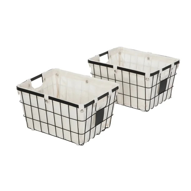 Better Homes & Gardens Small Wire Storage Basket with Chalkboard, 2-Piece - Walmart.com | Walmart (US)