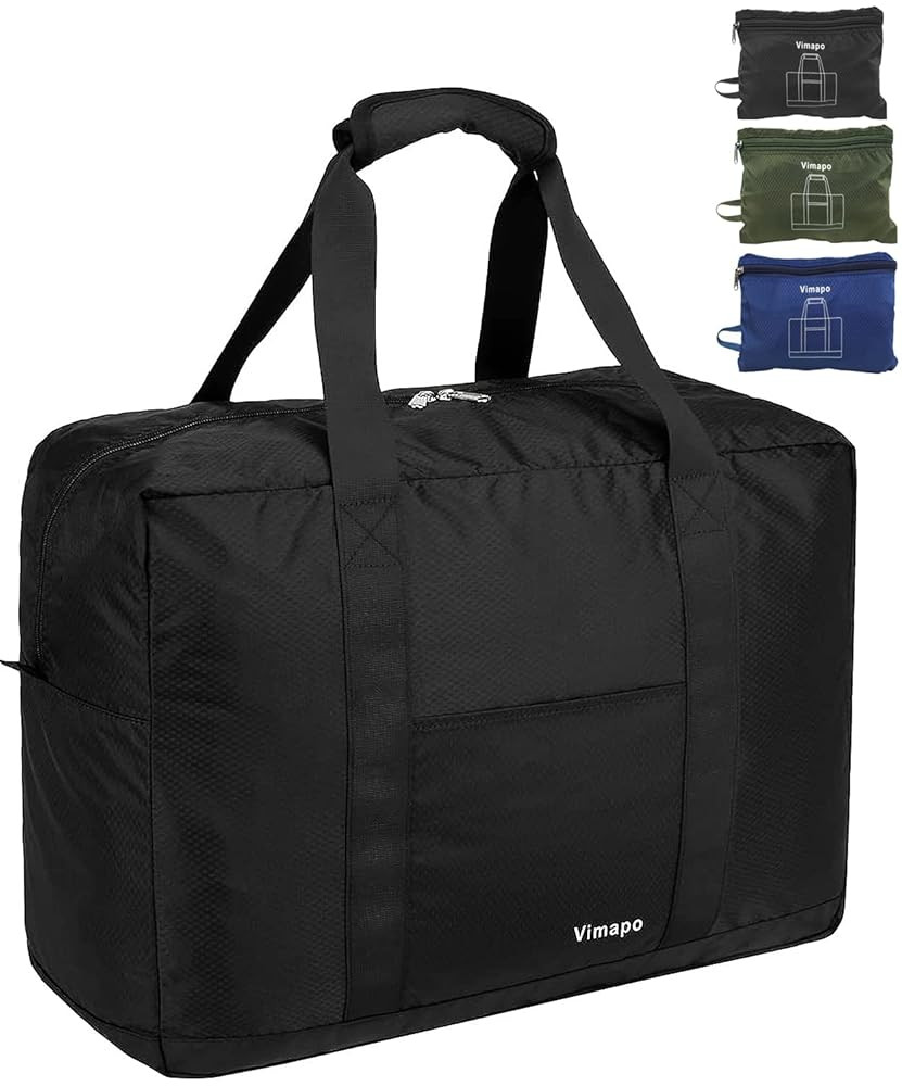 Foldable Travel Duffle Bag with Trolley Sleeve 40L - 18x14x8 inches Airline Underseat Lightweight... | Amazon (US)