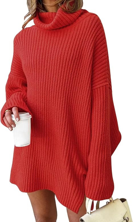 LILLUSORY Womens Turtleneck Oversized Long Batwing Sleeve Fall Sweater 2023 Plus Size Tunic Pullo... | Amazon (US)