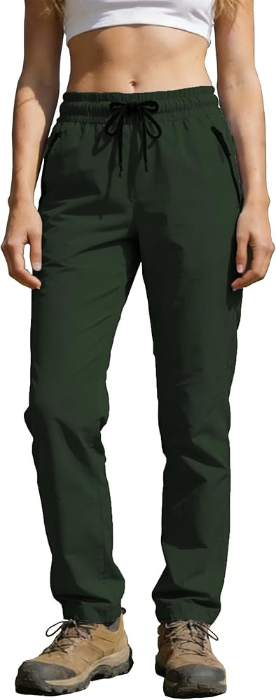 Womens Hiking Pants Water Resistant Quick Dry Sweatpants Elastic Waist UPF 50+ Cargo Lightweight ... | Amazon (US)
