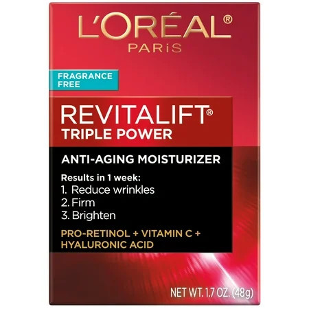 L Oreal Paris Revitalift Triple Power Face Moisturizer Unscented Cream 1.7 oz | Walmart (US)