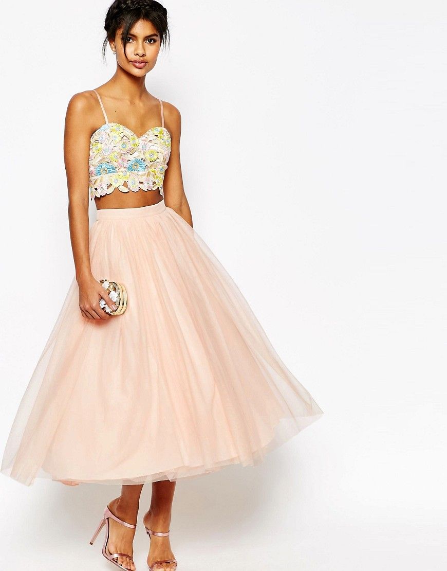 ASOS Tulle Prom Skirt with Multi Layers - Beige | ASOS US