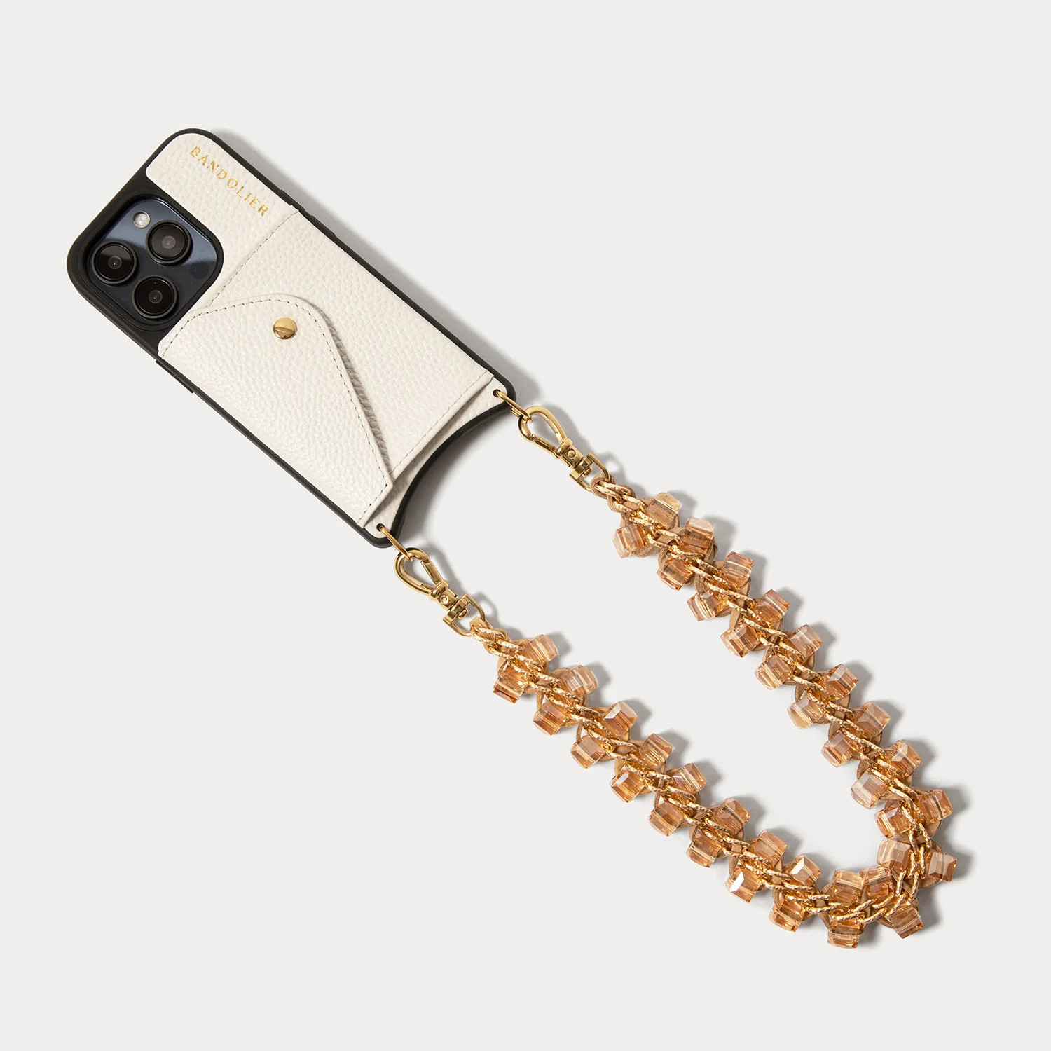 Crystal Wristlet Phone Case - Ivory/Gold | Bandolier