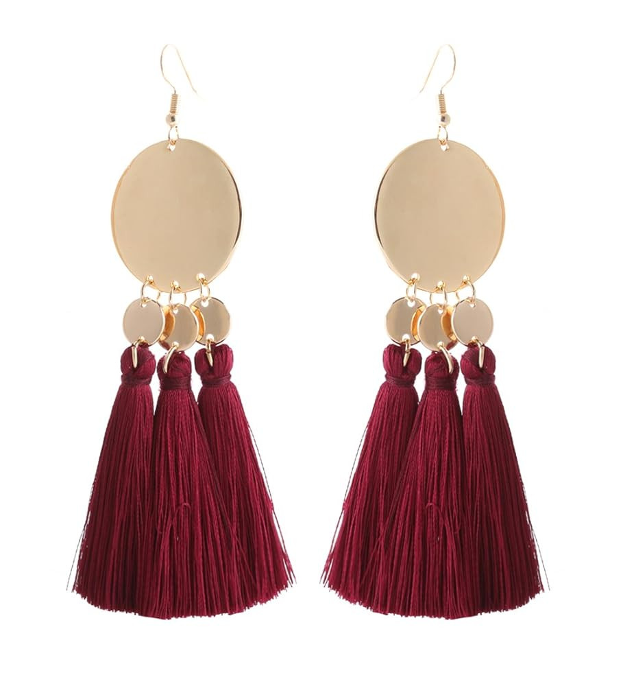 Tassel earrings for Women Statement Dangle Earrings Threaded Drop Earrings | Amazon (US)