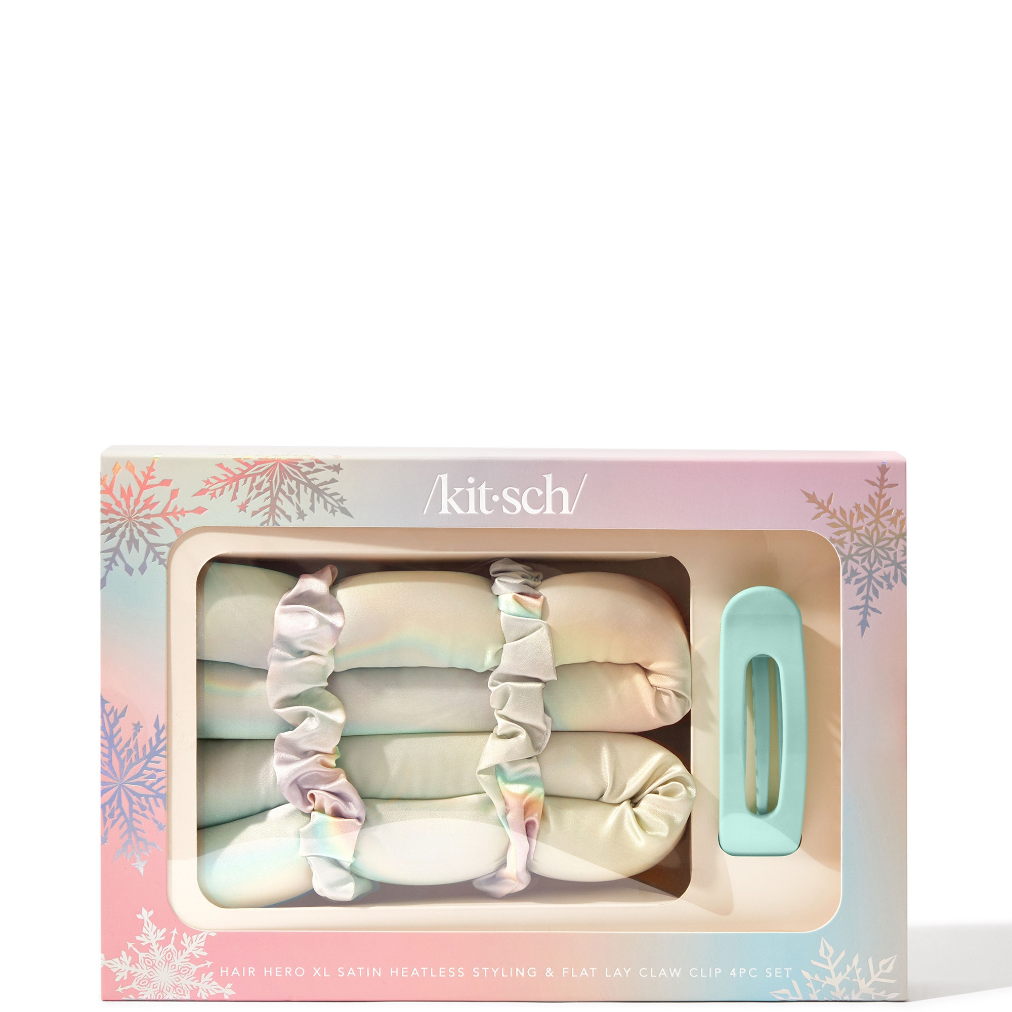 Kitsch Hair Hero XL Satin Heatless Styling & Flat Lay Claw 4-Piece Set - Aura | LOOKFANTASTIC | LOOKFANTASTIC IE