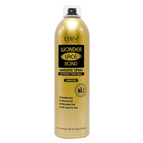 EBIN NEW YORK Wonder Lace Bond Adhesive Spray Sensitive - Extreme Firm Hold 14.2 fl. oz./ 420mL |Sensitive Use, Fast Drying,No Residue, No Build-up, Powerful Hold, All-Day Hold, Easy Daily Wig Install | Amazon (US)