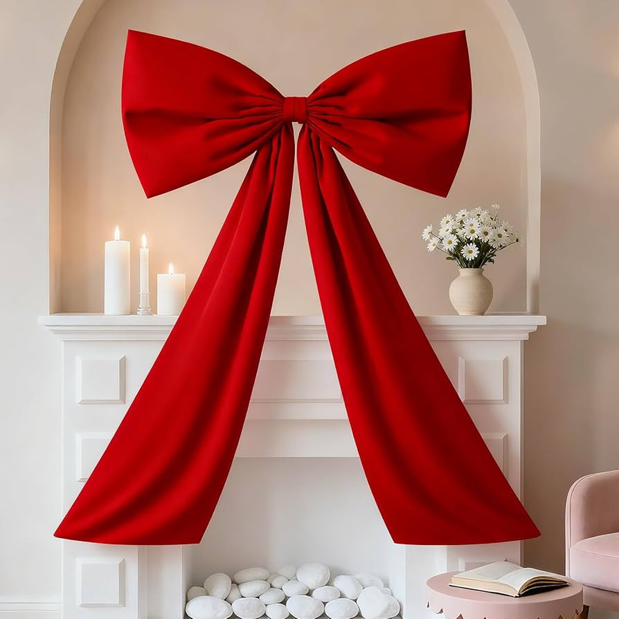 Red Large Bow Decor Big Bow for Room, Coquette Giant Ribbon Tie for Birthday Party Backdrop Wall ... | Amazon (US)