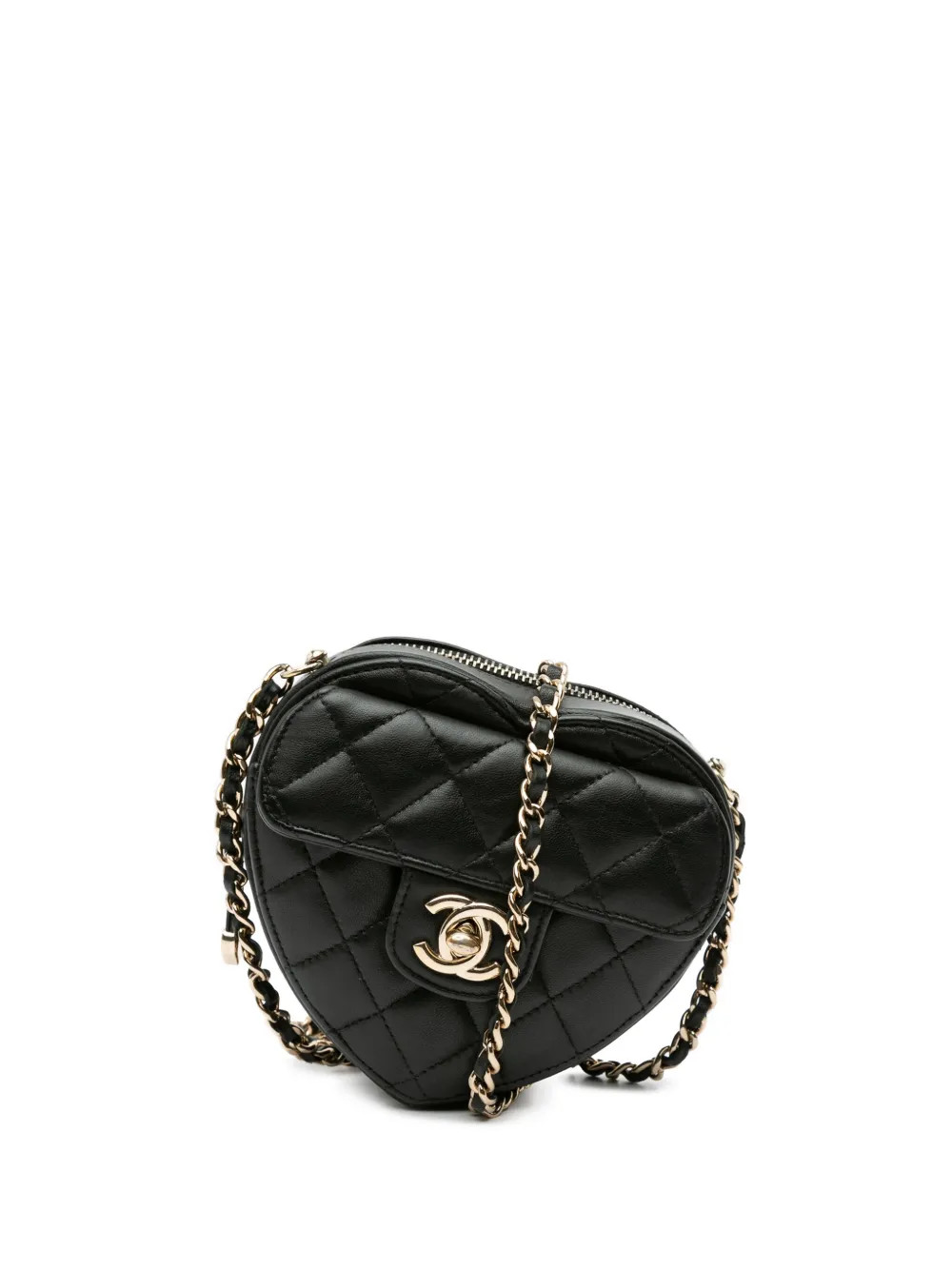 CHANEL Pre-Owned 2022 Mini Lambskin CC In Love Heart Crossbody Bag | Black | FARFETCH | Farfetch Global