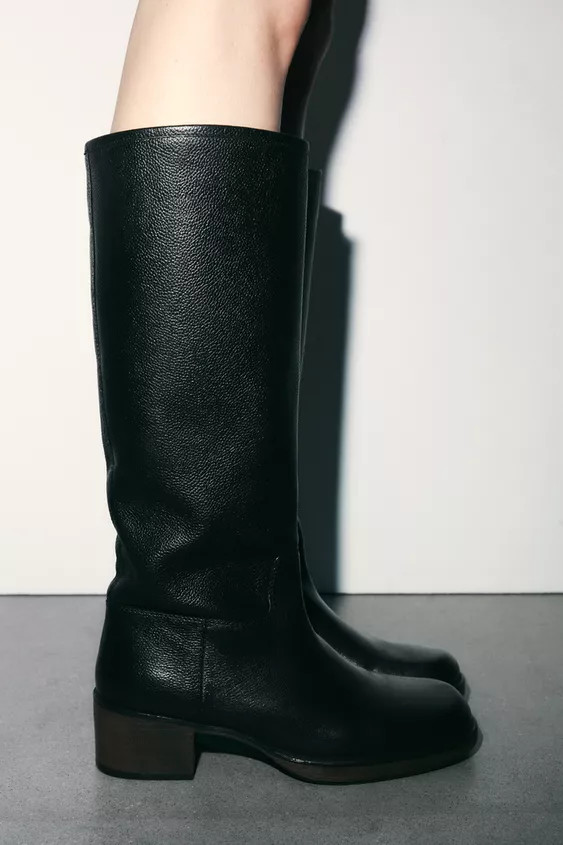 LEATHER HEEL BOOTS | Zara US