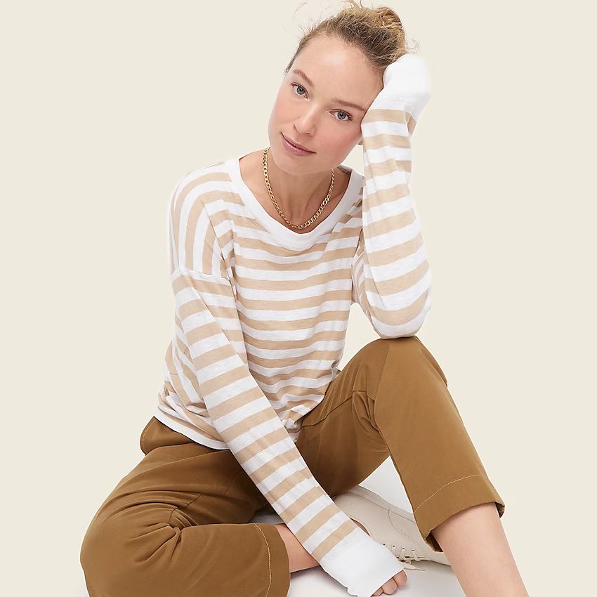 Long-sleeve slub cotton T-shirt in stripe | J.Crew US