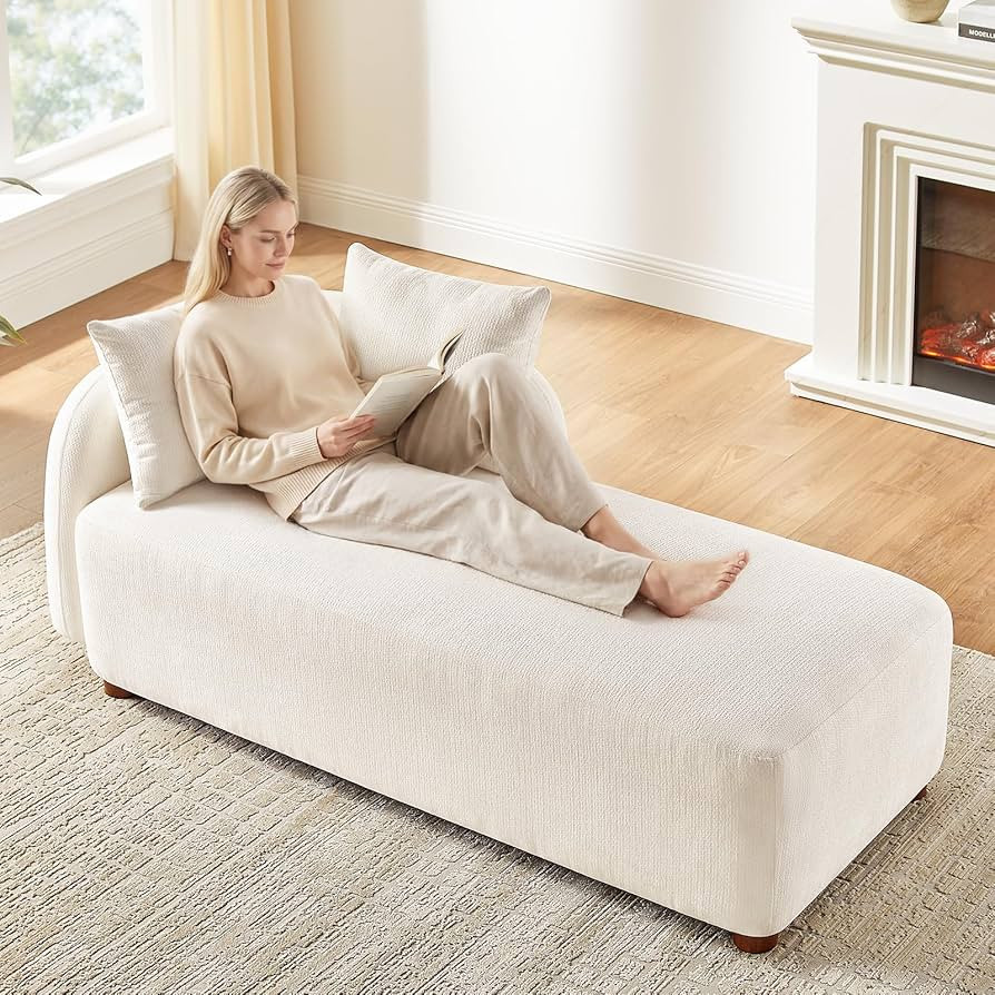 68.9" Oversized Chaise Lounge Chair Indoor, Comfy Chenille Reading Chair Daybed, Upholstered Left... | Amazon (US)