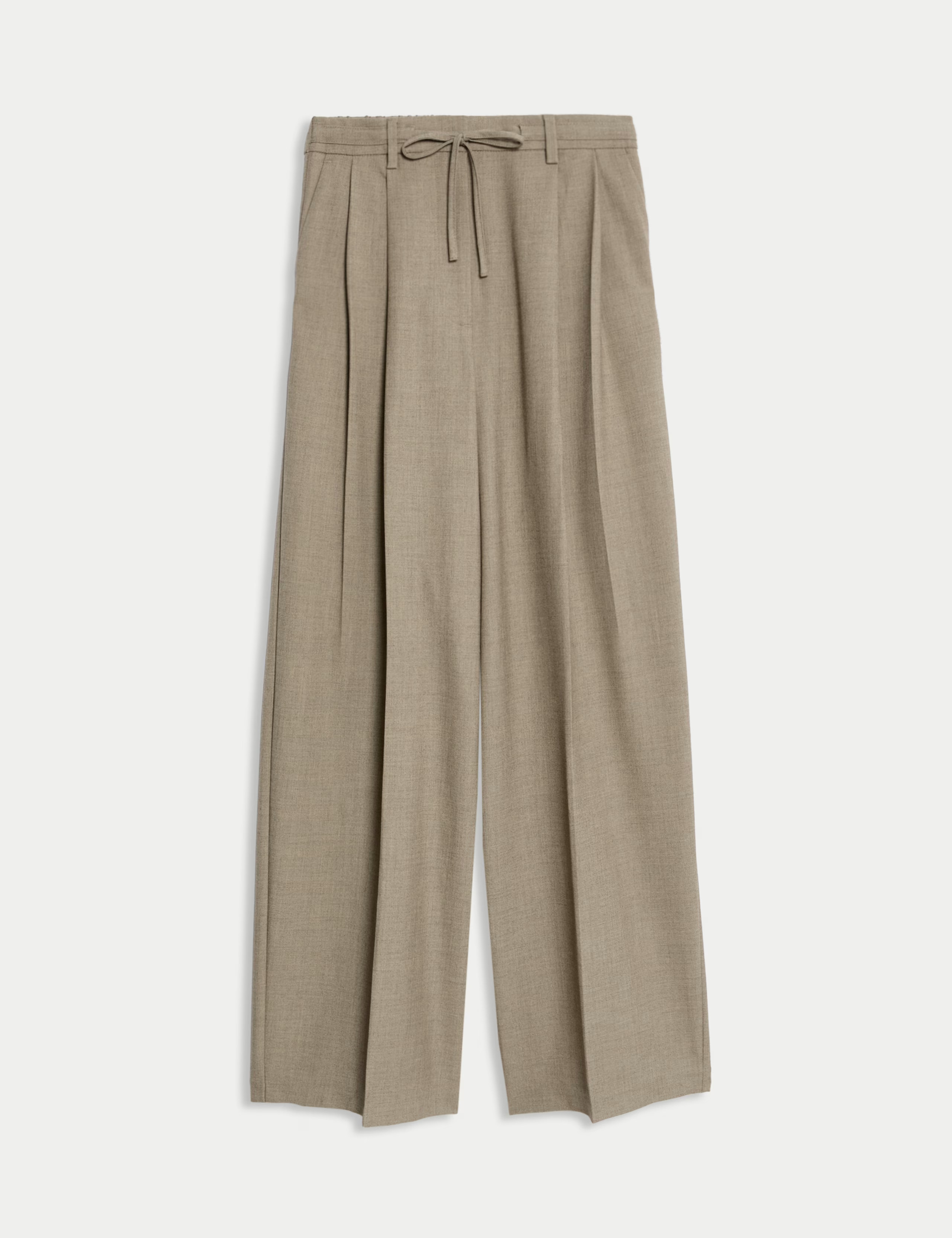 Pleat Front Drawstring Wide Leg Trousers | M&S Collection | M&S | Marks & Spencer (UK)