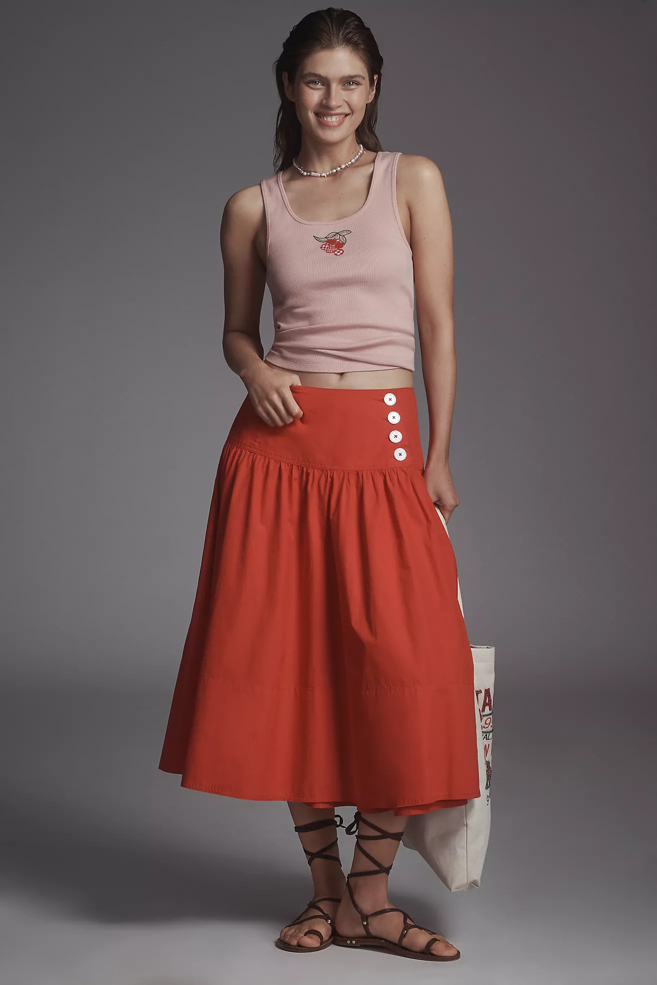 Maeve Drop-Waist Wrap Midi Skirt | Anthropologie (US)