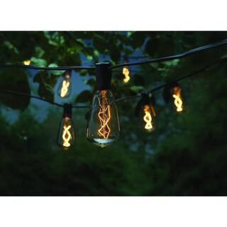 Hampton Bay 10-Light 10 ft. Outdoor/Indoor 1 Line Voltage ST40 Vintage Bulb Incandescent String L... | The Home Depot