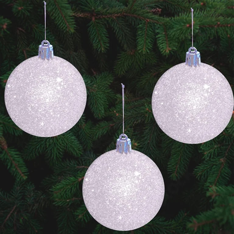 White Snowball Christmas Ornaments Balls,3.1" Shatterproof Plastic Christmas Ornaments Sets for X... | Walmart (US)