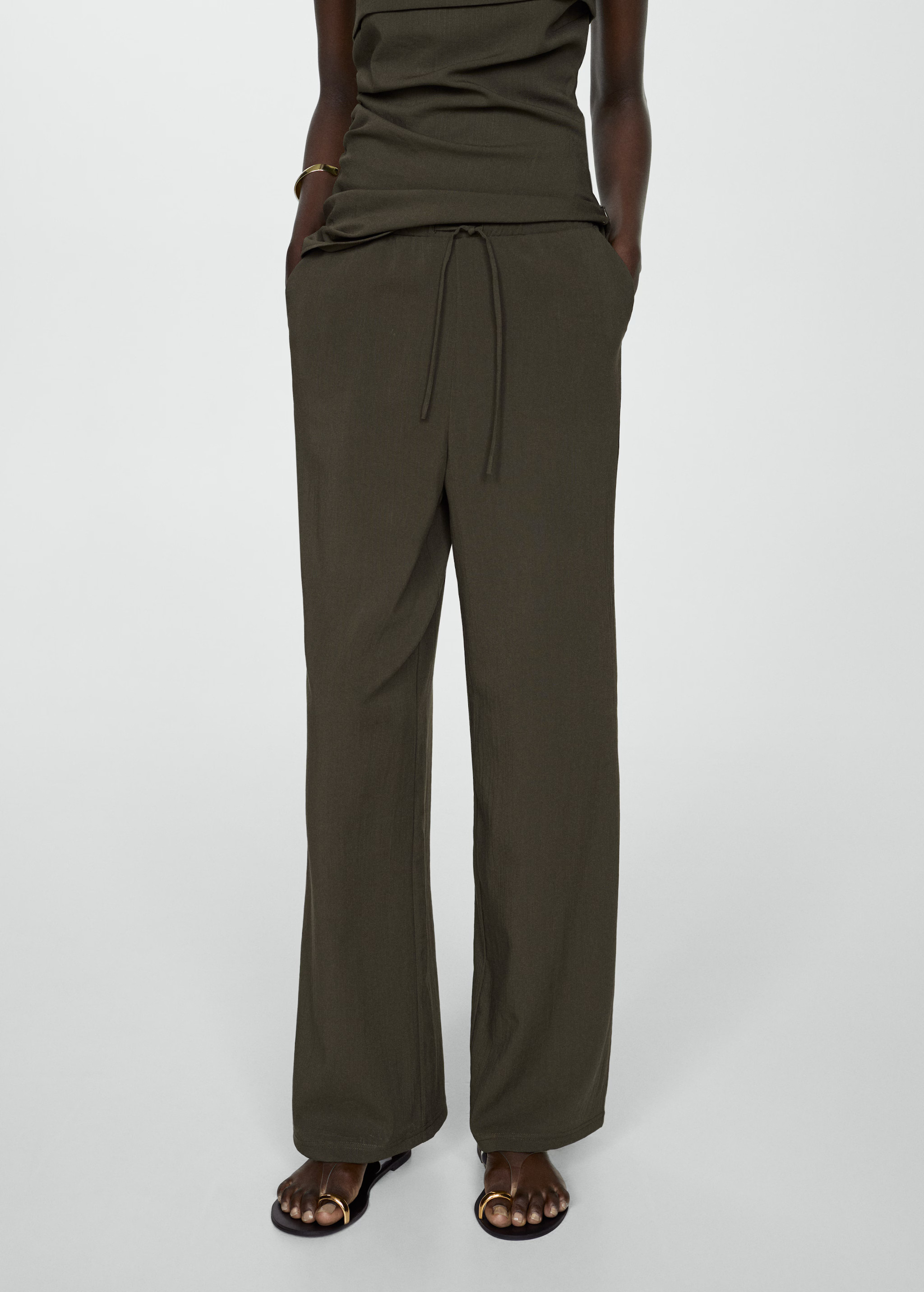 Elastic-waist straight pants - Woman | MANGO USA | MANGO (US)