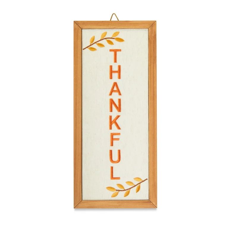 Harvest Framed Thankful Hanging Sign Decoration, 8.25" x 18.5", by Way To Celebrate | Walmart (US)