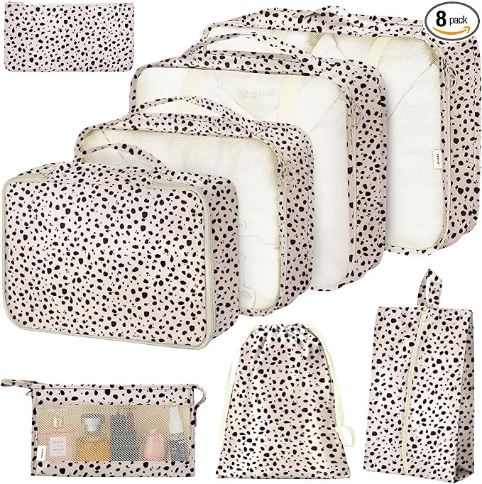 8 Set Packing Cubes for Suitcases, Packing Cube with Shoe, Cosmetics, Clothing, and Accessories B... | Amazon (US)