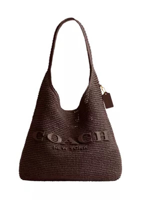 COACH Refined Weave Straw Brooklyn Shoulder Bag | Belk