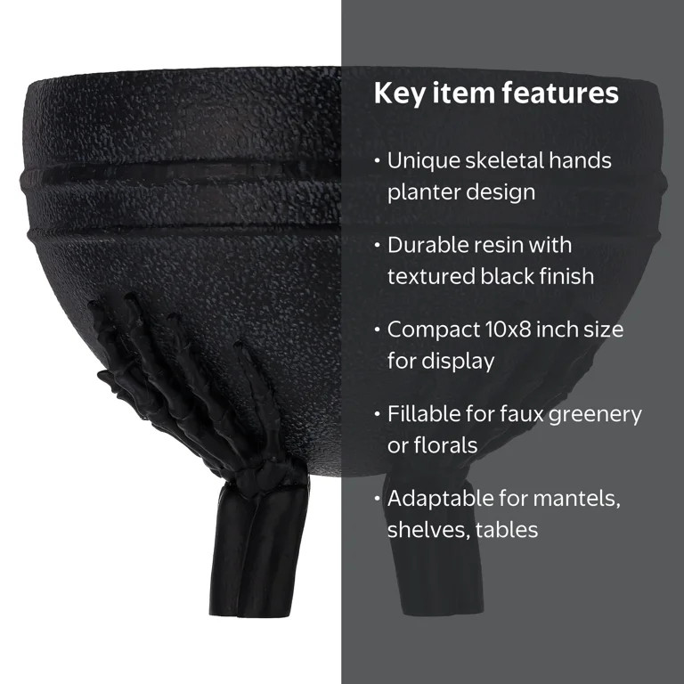 My Texas House Halloween Skeleton Hands Decorative Planter, Black, 10" x 8" | Walmart (US)