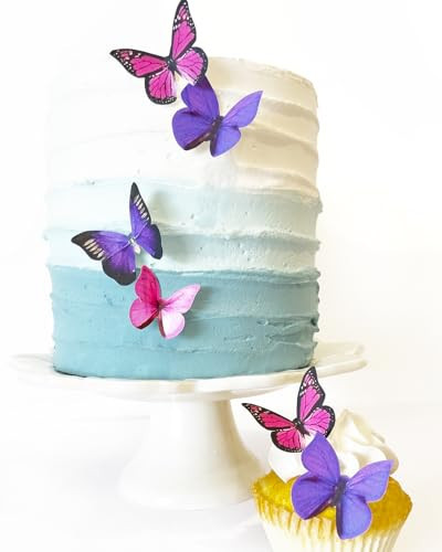 Sugar Robot Inc. Edible Butterflies for Cake Decorating - Small Size, Premium Crafted in the USA - Butterfly Cake and Cupcake Toppers, Decoration (Pink and Purple Assorted) | Amazon (US)