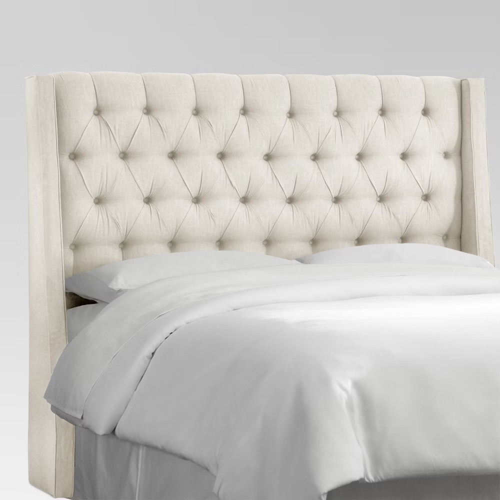 King Gilford Tufted Wingback Headboard Linen Talc - Threshold | Target
