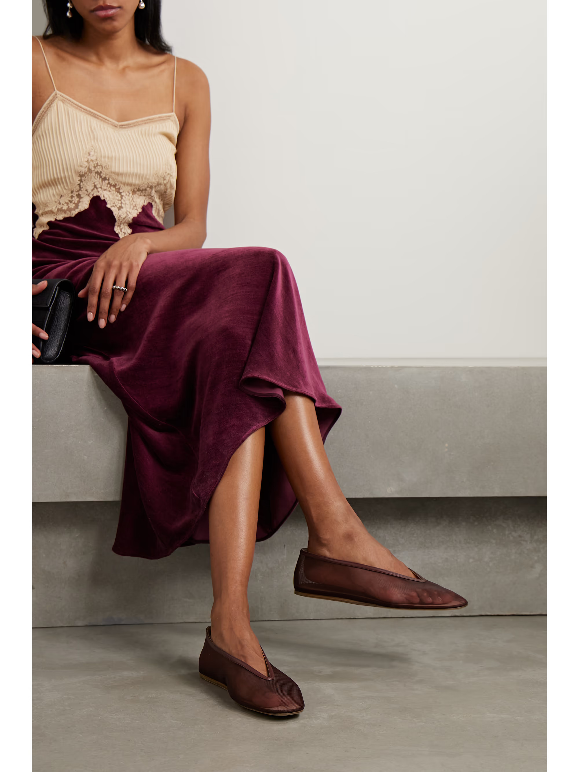 Luna leather-trimmed mesh ballet flats | NET-A-PORTER (US)