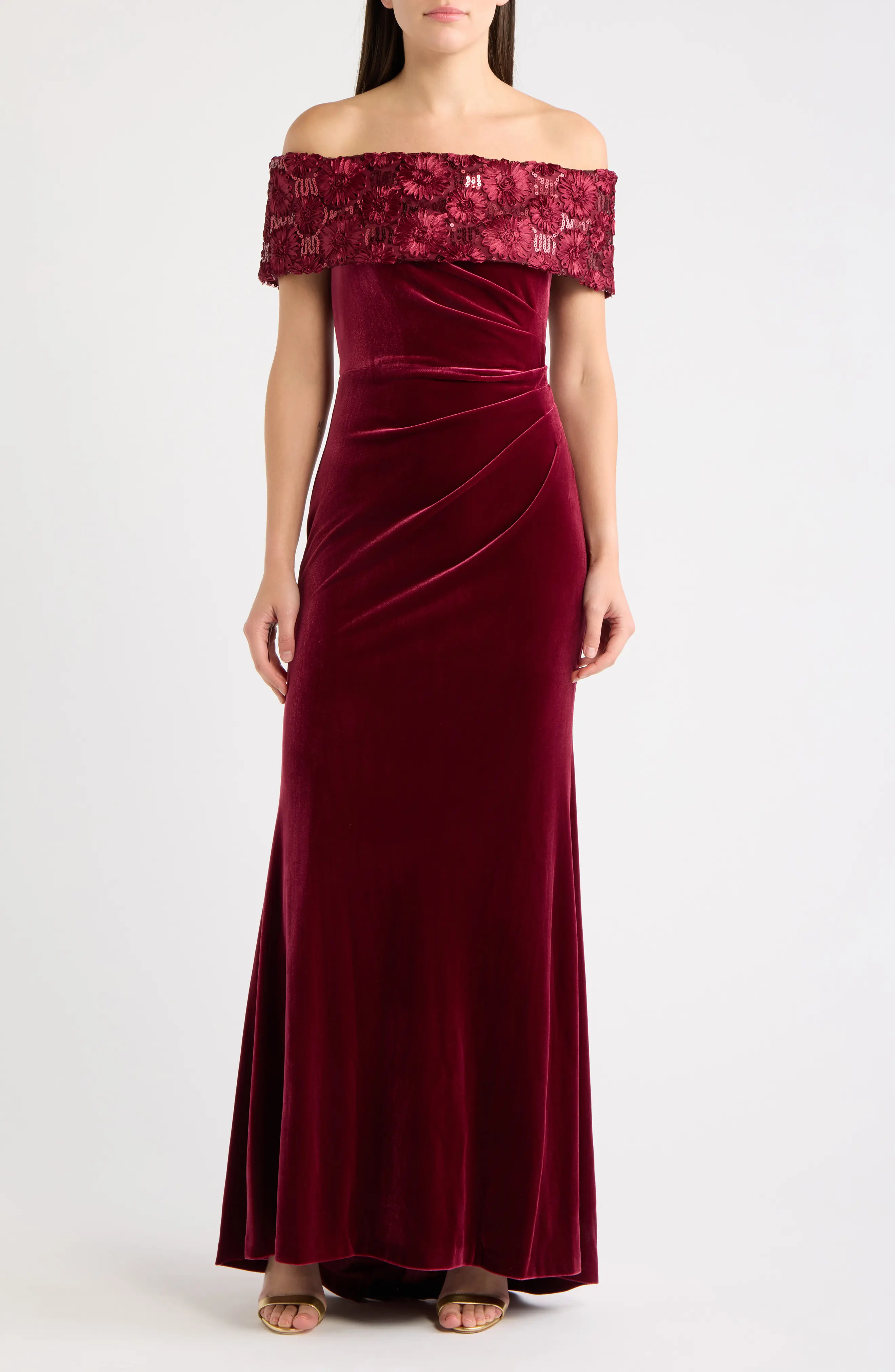 Eliza J Velvet Off the Shoulder Gown (Women) | Nordstrom | Nordstrom