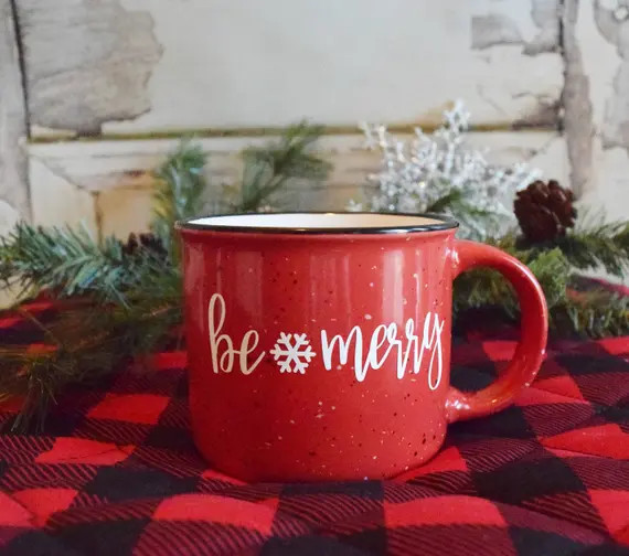 Be merry Campfire Mug, Christmas gift, Christmas Mug, Holiday mug, Campfire Mug, teachers gift, Gift | Etsy (US)