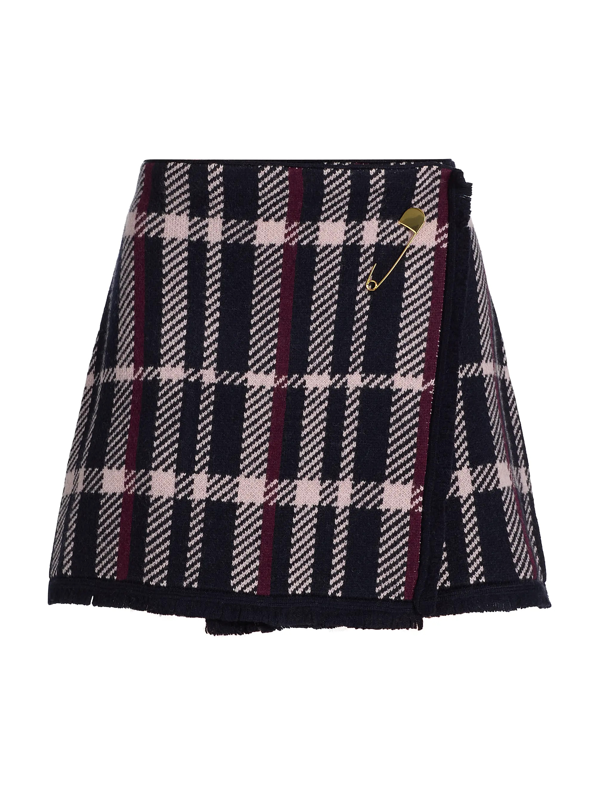 Jodi Plaid Merino Wool Wrap-Style Miniskirt | Saks Fifth Avenue