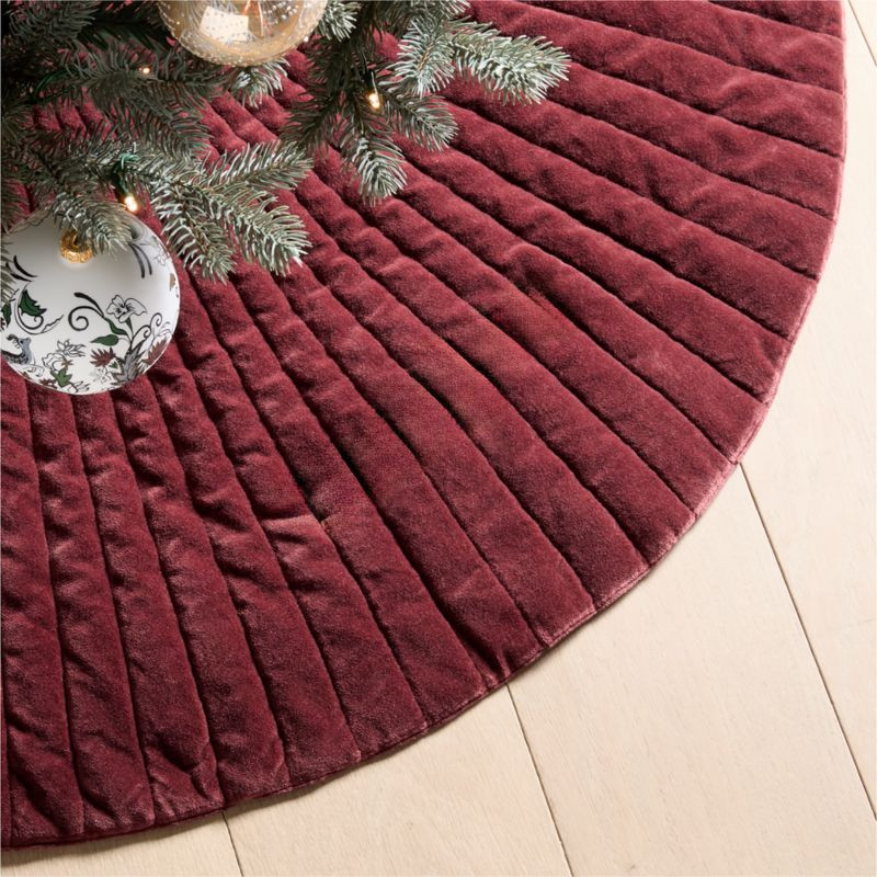 Flake Dark Mauve Velvet Christmas Tree Skirt 48" + Reviews | CB2 | CB2