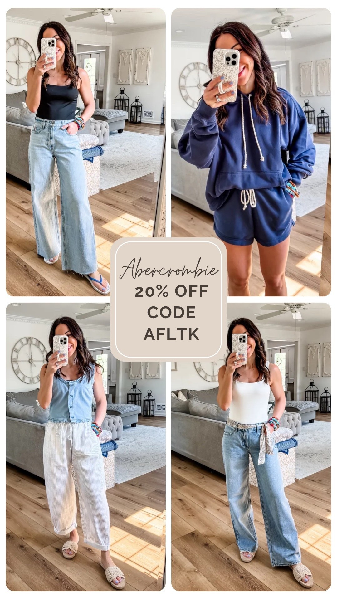 Code AFLTK. Baggy jeans, 25 short. Wide leg jeans, 25. I cut them. Shorts small. Hoodie small. Barrel pants small but prefer XS.

#LTKSaleAlert #LTKPetite #LTKOver40